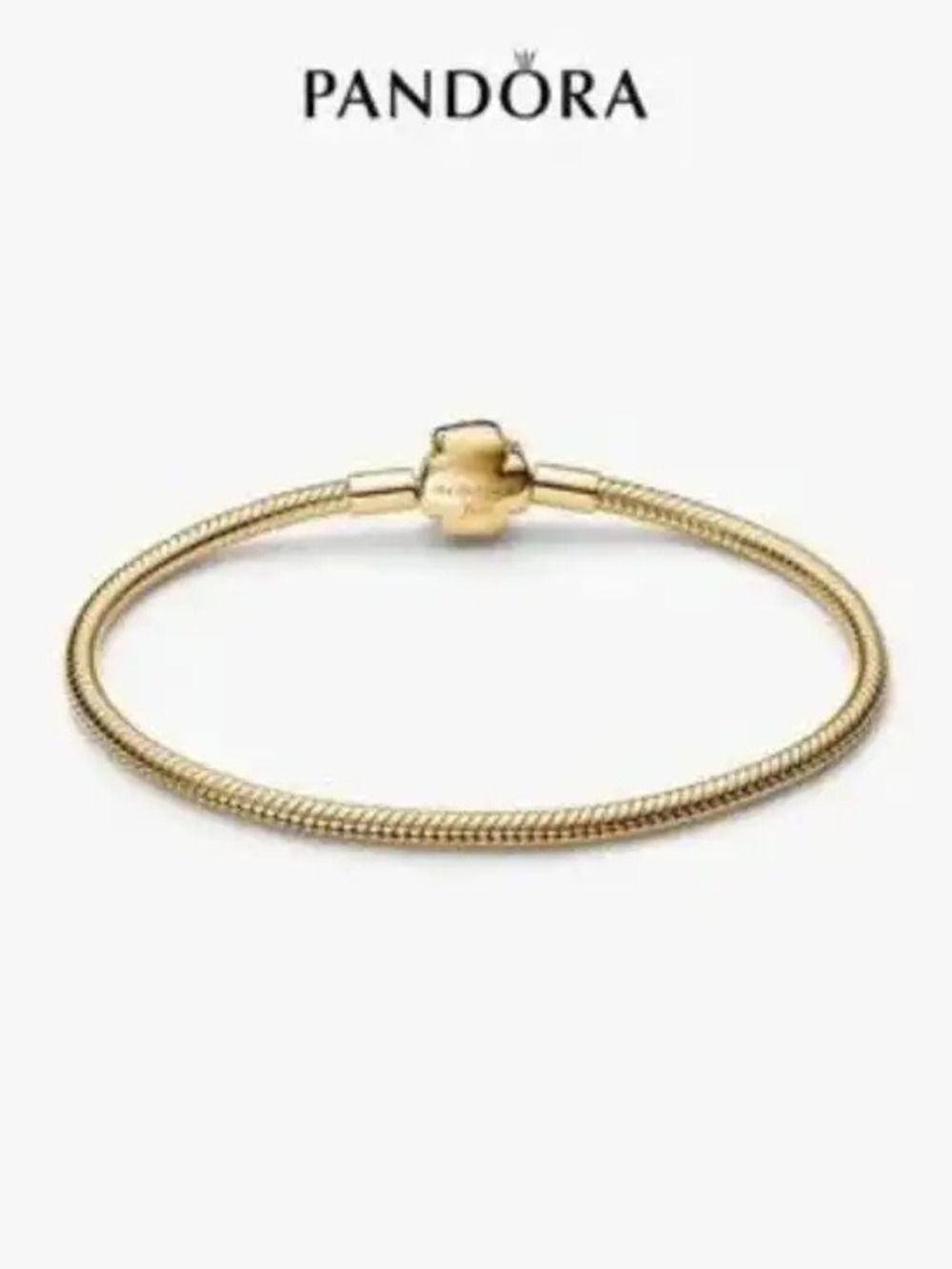 Pandora Gold Plated Snake Chain Bracelet Red Rose Clasp